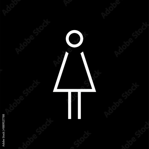 Female Restroom Sign Icon, Women Toilet Symbol for Public Building Signage