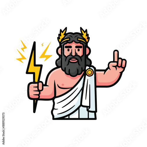 A cartoon illustration of a bearded man with a lightning bolt