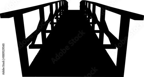 Straight wooden footbridge perspective silhouette