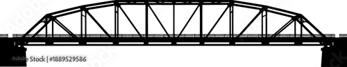 Steel railway truss bridge silhouette side profile view