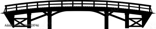 Simple wooden arch bridge side silhouette