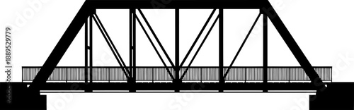 Side profile silhouette of a heavy steel truss bridge structure
