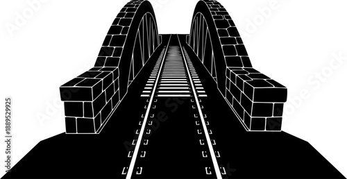 Railway bridge perspective with tracks leading into the distance