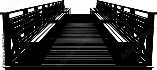 Perspective view of bridge deck with built-in benches