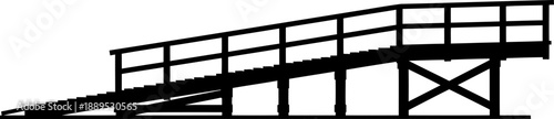 Long wooden ramp silhouette with handrails and support structure
