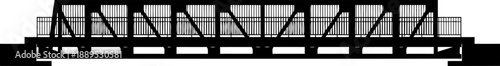 Long span industrial metal bridge silhouette with vertical supports