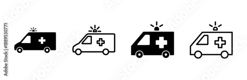 Ambulance icon set. ambulance truck icon vector. ambulance car