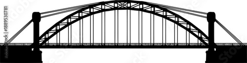 Industrial steel arch truss bridge silhouette for transportation