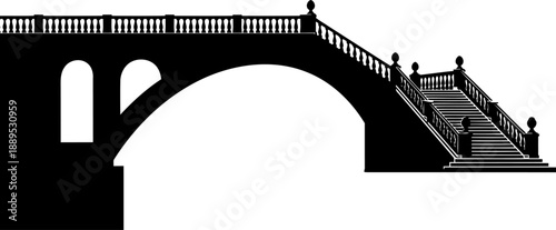 Elegant venetian style stone bridge with stairs and balustrade