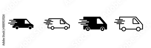 Fast shipping delivery truck icon set. Delivery truck icon. fast delivery icon