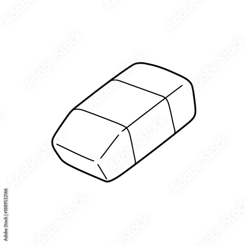 Isometric view shows an outlined cuboid with segments, in black and white coloring