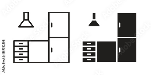 Kitchen cabinet icons suitable for infographics, websites and print media and interfaces. Line vector icon.