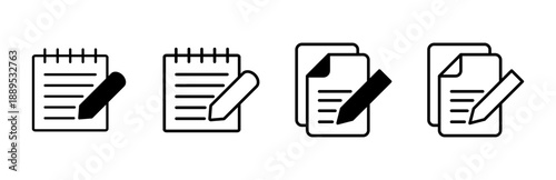 Note icon set. notepad icon vector. edit file. write icon