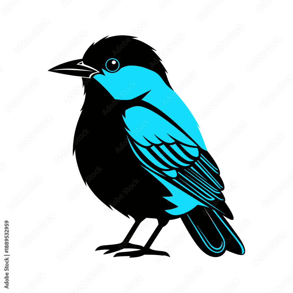 Obraz premium Stylized Black and Blue Bird Illustration