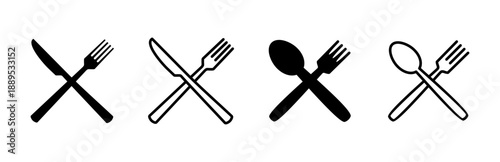 spoon and fork icon set. spoon, fork and knife icon vector. restaurant icon