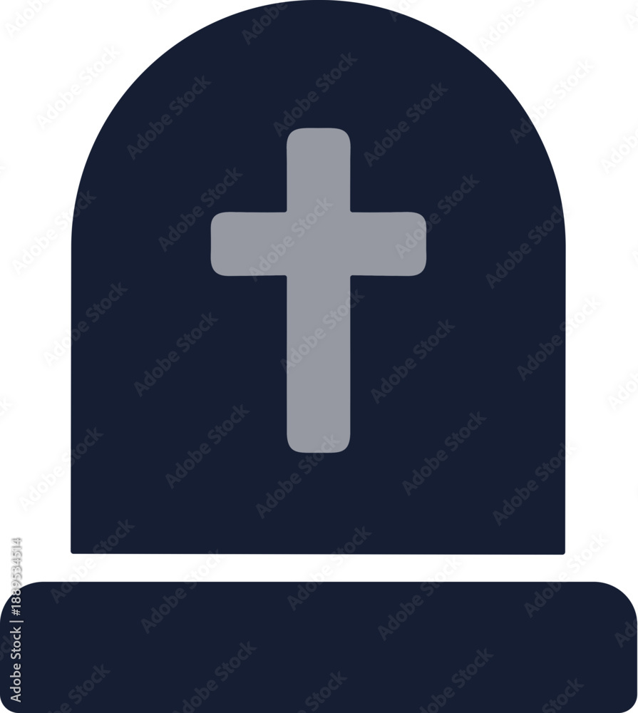 Obraz premium Simple Flat Style Grave Cross Symbol Memorial Cemetery Icon Illustration