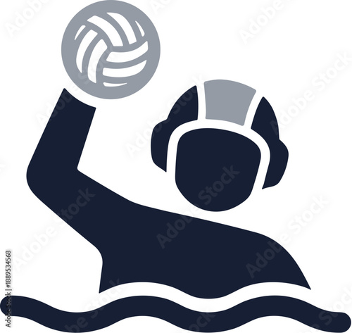 Simple Flat Waterpolo Player Throwing Ball Sport Game Illustration