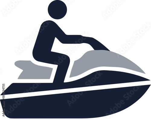 Simple Flat Illustration Man Riding Jet Ski Activity Graphic Element