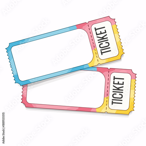 Colorful event tickets with blank spaces for information  