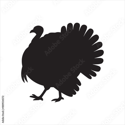 Silhouette of a Thanksgiving Turkey on a White Background for Celebrations