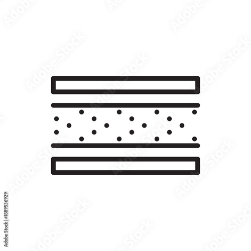 Particle board icon. Engineered wood and furniture manufacturing, representing chipboard panels, composite timber substrates, compressed wood particles, and industrial cabinetry material efficiency.