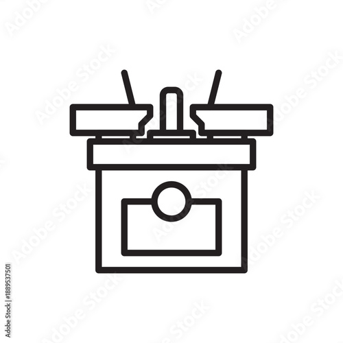 Spindle moulder icon. Decorative profiling and industrial joinery, representing wood shapers, vertical arbor milling, cabinet door manufacturing, architectural molding, and precision edge profiling.