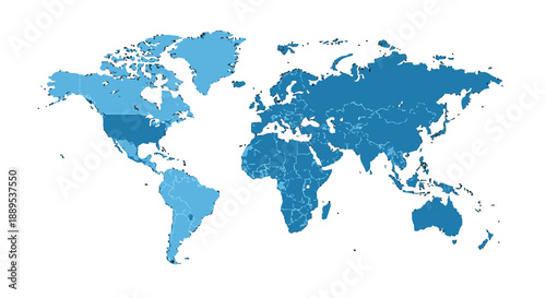 World map illustration with countries highlighted in blue.