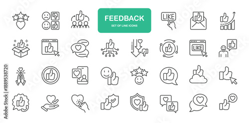 Feedback Icons. Thin Line Symbol Elements Collection.