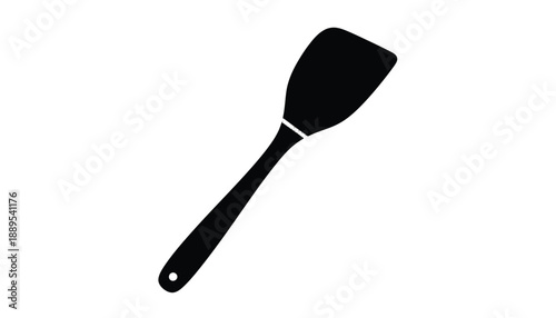 Rubber Spatula Silhouette in Simple Flat Design with Black Color on White Background for Kitchen Utensils