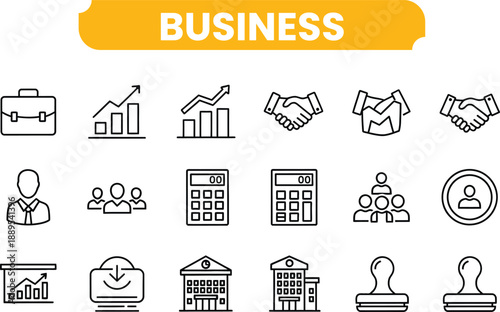 Business icon set for corporate and finance concepts