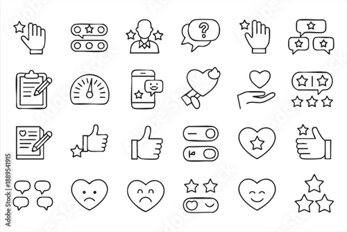 User Engagement UI Icons for Feedback, Satisfaction, and Trust