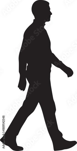 Urban Male Pedestrian Walking in Profile Silhouette