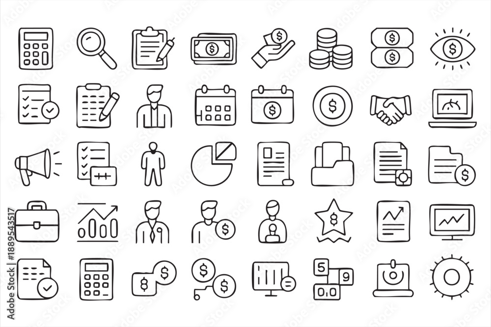 Fototapeta premium Financial Reporting Line Icons for Business Analytics Dashboards