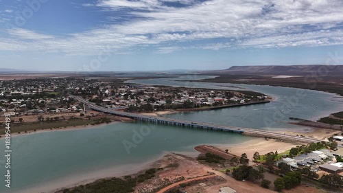 Wallpaper Mural Port Augusta City, South Australia – 4K aerial drone footage of residential houses, urban estates, bridges, river, traffic, Spencer Gulf and regional city landscape Torontodigital.ca