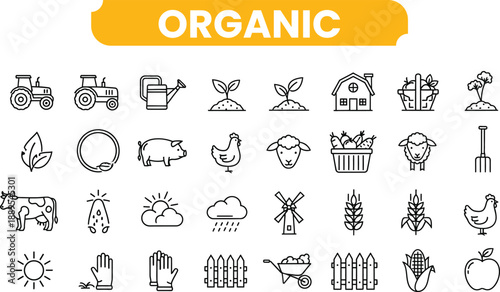 Organic icon set eco friendly symbols and logos