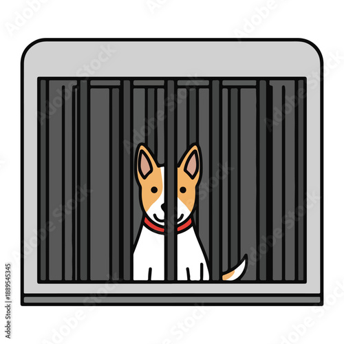 A dog behind bars