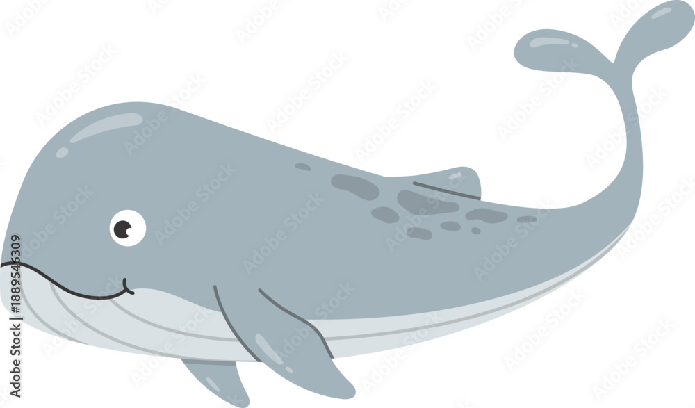 Obraz premium Cute Cartoon Whale Illustration for Kids Drawing