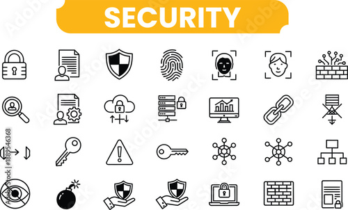 Security icon set for safety and protection concepts