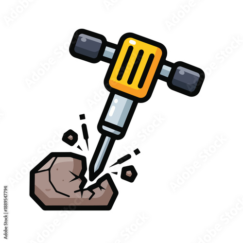A jackhammer smashing into a rock