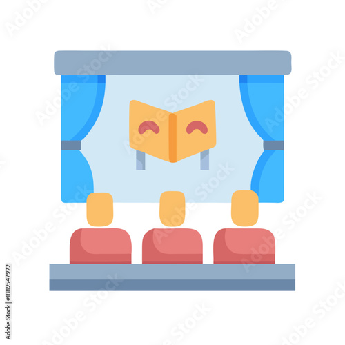 Minimalist Theater Scene with Audience and Stage Design