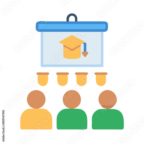 Academic conference icon representing a graduation ceremony presentation
