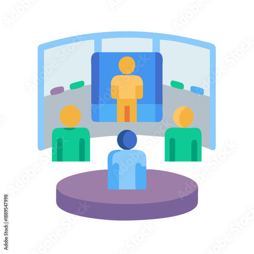 Virtual meeting with presenter and audience in a conference room