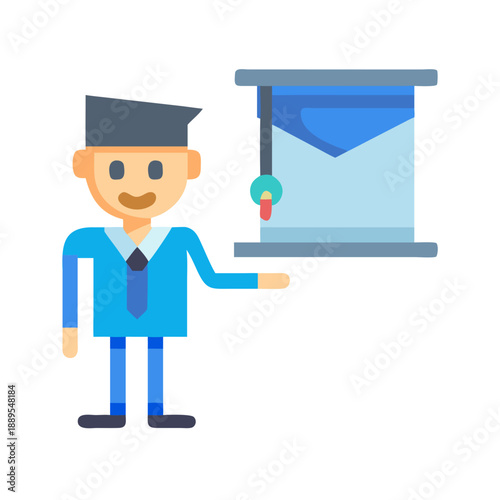 Businessman presenting time management concept with blue hour glass