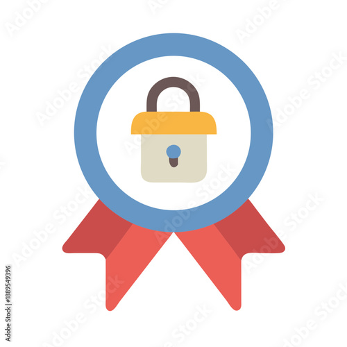 Award ribbon with lock icon symbolizing security guarantee