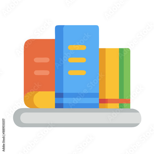 Stylized bookshelf illustration with books in various colors