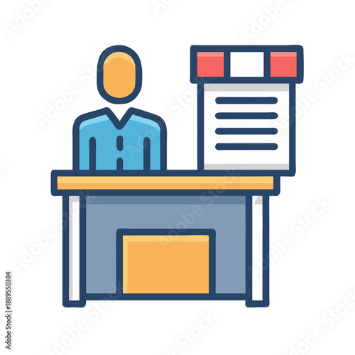 Receptionist at the counter helping clients with information