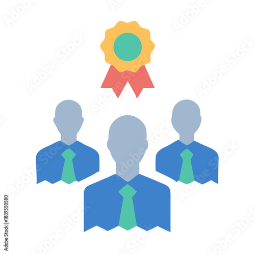 Team achievement and recognition with a graphic award symbol