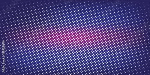 Led pixel screen display with bright blue and purple dots forming digital wall background. Futuristic technology pattern for video walls, presentations or electronic advertising. Tv display panel