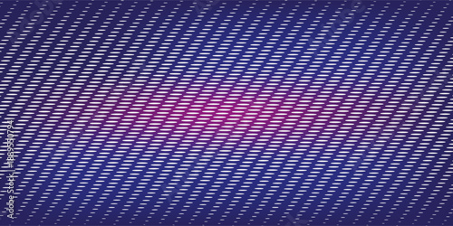 Led pixel screen display with bright blue and purple dots forming digital wall background. Futuristic technology pattern for video walls, presentations or electronic advertising. Tv display panel