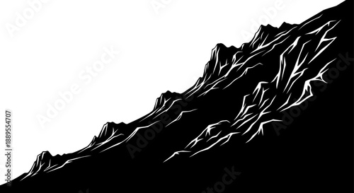 Craggy mountain ridge silhouette with rocky texture